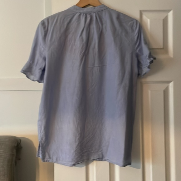 JOE FRESH size S seer sucker red floral embroidered blouse - Picture 7 of 7